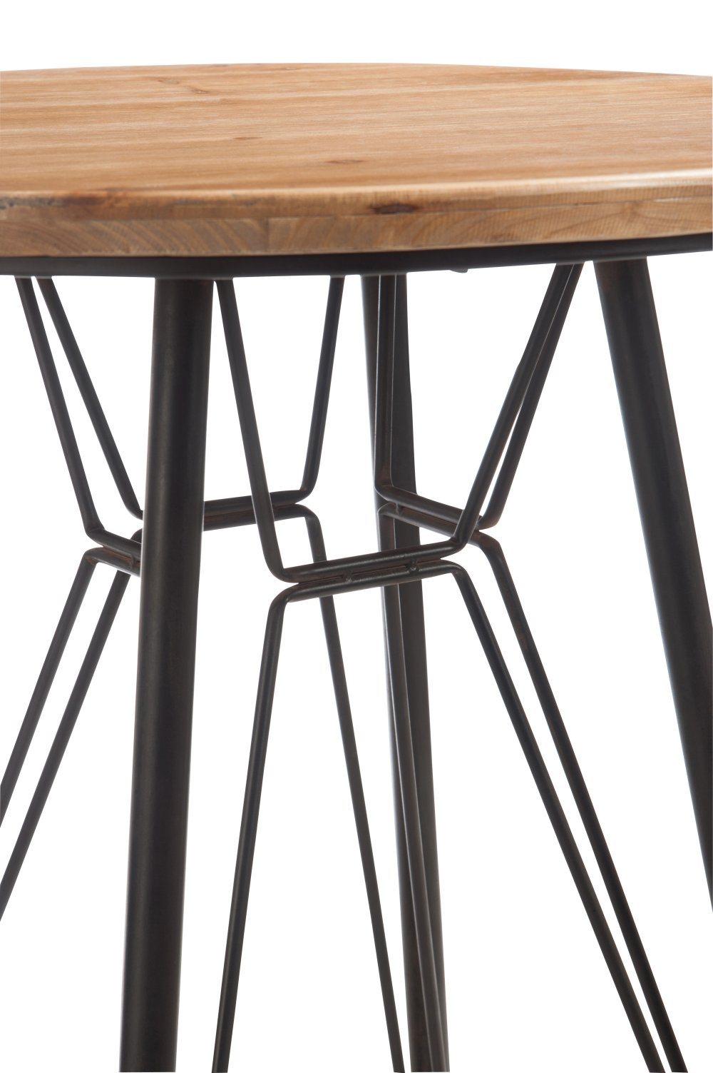 Table de bar bistro TROB en métal noir et bois naturel.